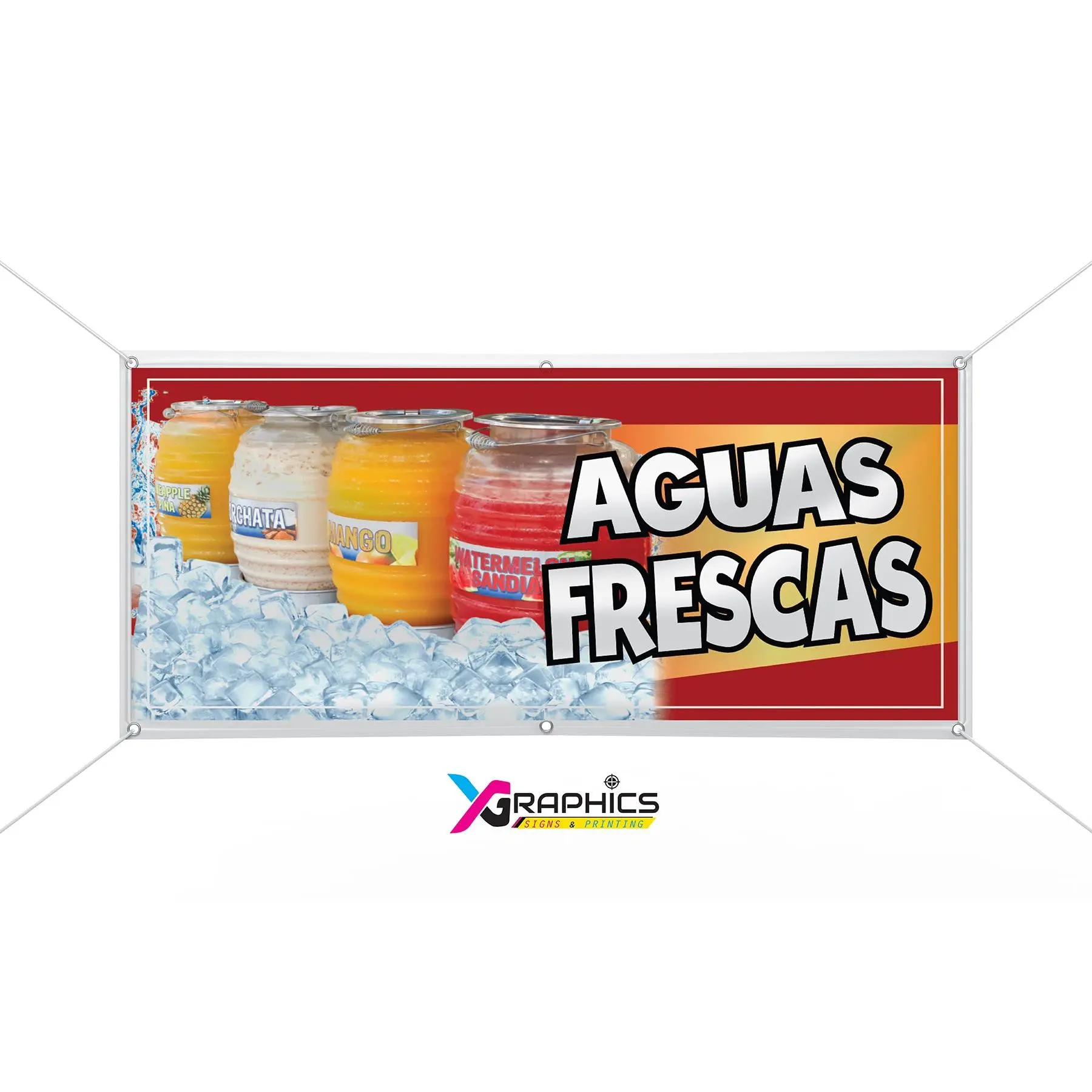 Aguas Frescas Vinyl Banner advertising Sign Full color any size Indoor Outdoor Advertising Vinyl Sign With Metal Grommets  Sign