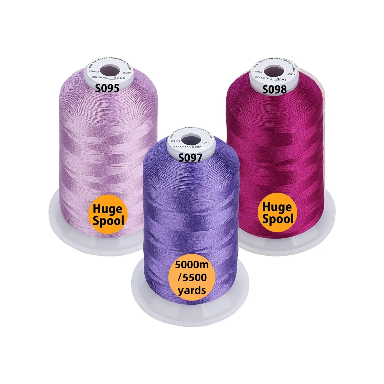 3 Spools Differ Purple 5000m Polyester Machine Embroidery Thread, 40wt, 5500 Yards, Suitable for All Embroidery Machines, High-Quality Sewing Supplies