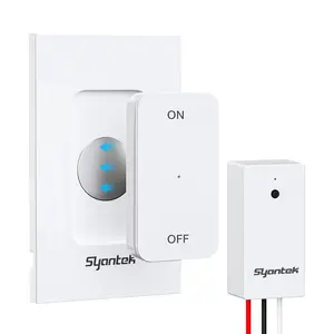 Syantek Wireless Light Switch and Receiver Kit, No Wiring, No WiFi, Remote Control Wall Switches for Household and Other Electrical Appliance, 15A/1875W, 100FT RF Range
