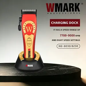 WMARK Professional Cordless Barber Trimmer Hair Clippers, High Quality Trimmer, 9000 Rpm Ceramic Blade 8 gear RPM adjustment USB Rechargeable Outer packaging with Akhal-Teke horse motif, fuselage with gold horseshoe mark
