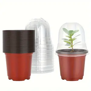 20 sets of 4-inch soft nursery pots (20 pots + 20 transparent lids) Plant Pot