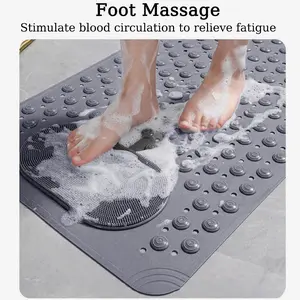 Anti-fatigue Textured Massage Shower Mat, Super Adsorption, with Massage Foot Pad, Non-slip Suction Cup Bottom, Suitable for Bathtubs and Showers Grey home essentials bathroom accessories bathroom decor set bathroom decor Water Absorbent Mat, Pvc, Waterpr