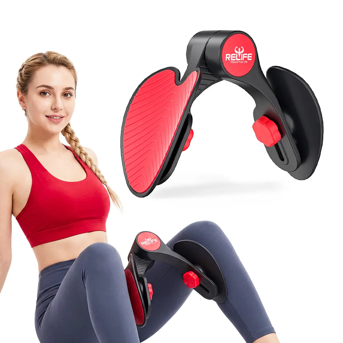 RELIFE Thigh Exerciser Machine - Lightweight Travel Home Gym Strength Training Equipment, Inner Leg Lower Body & Hips Trainer with Non-Slip Stable Pads