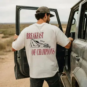 Breakfast Of Champions Shirt, Funny Mens Graphic Tee, Sarcastic Humor Top, Bachelor Party Gift, Oversized Casual Outfit For Him