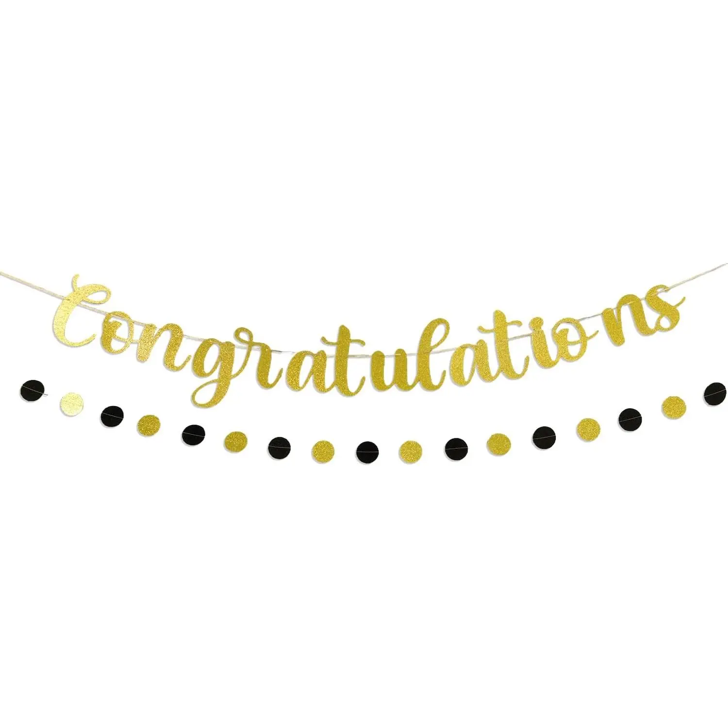 Gold Congratulations Banner – Pre-Strung Glitter Graduation Decorations for Party, Promotion, Wedding, Retirement, or Work Celebration – Reusable Congrats Sign for Backdrop or Fireplace