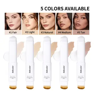 Color-Changing Triangle Foundation Stick, Concealer Foundation Hybrid, Moisturizing Makeup Foundation, Dual-Head Foundation Brush, Lightweight Moisturizing Easy Application, Long-Lasting Waterproof, Hydrating Blurring Flawless Coverage