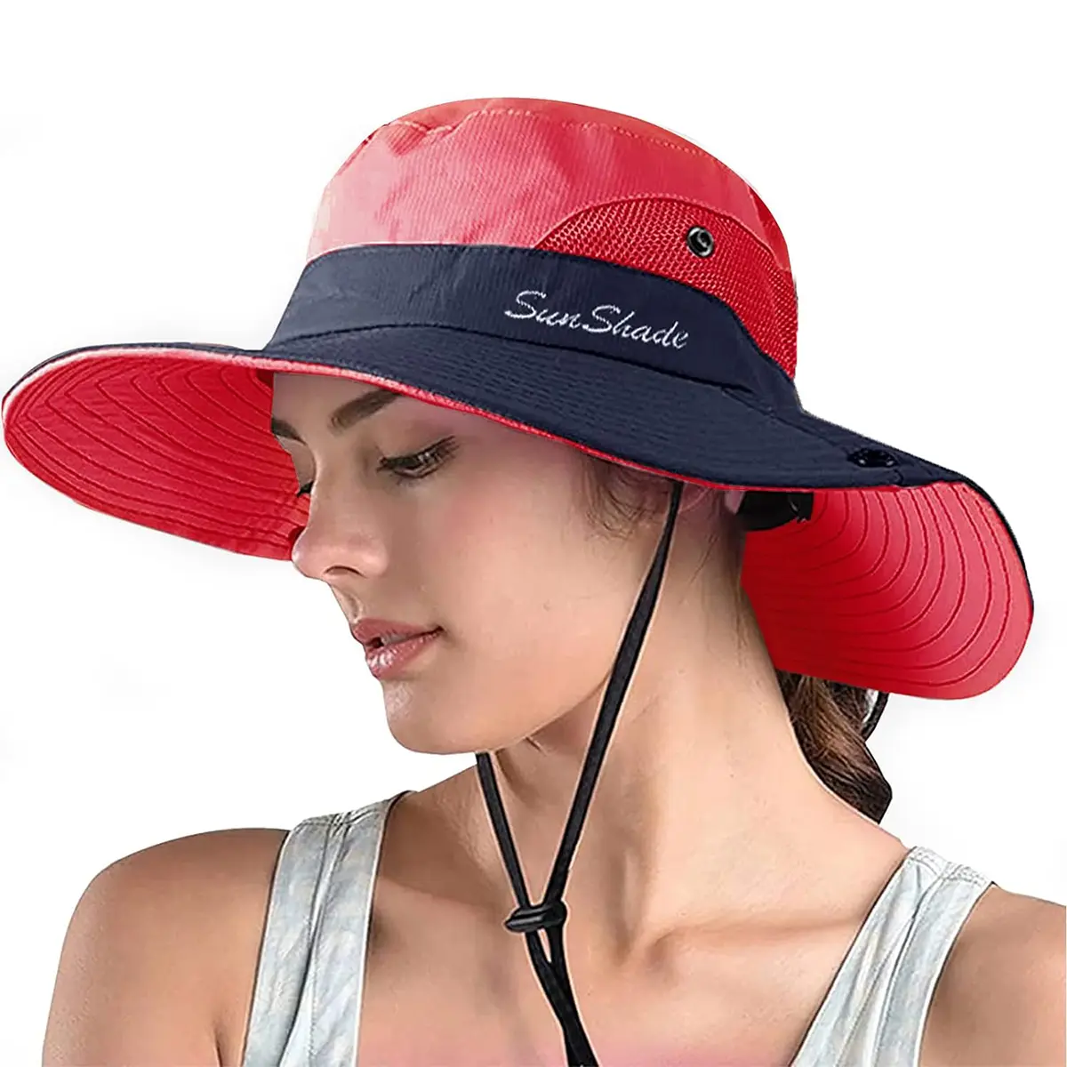 Womens Sun Shade Wide Brim Sun Hat UPF 50 Breathable Mesh Bucket Hat