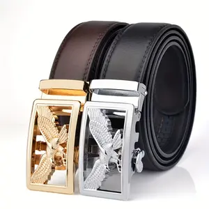 Men's Belt Leather Automatic Buckle Business Casual High-quality Eagle Pattern Leather Belt With Automatic Buckle
