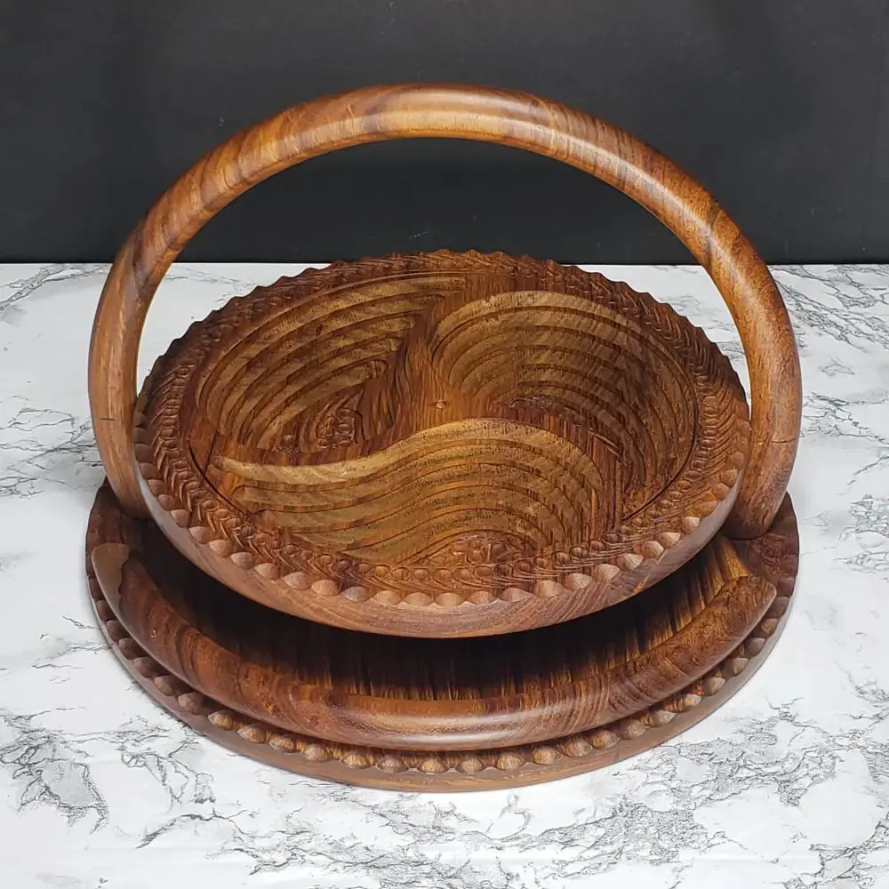 Handmade German Solid Wood Collapsable Basket Vintage