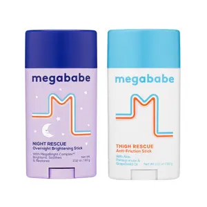 Megababe Chafe Rescue and Recover Set - Day & Night Chafe Essentials | Thigh Rescue anti-chafe stick & Night Rescue brightening stick