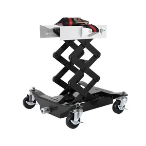 Gaomon Steel Low Profile Transmission Jack, 450 LBS Heavy-Duty Transmission Lift with 7-23 in Adjust Height Range, Wide Base, 2M Safety Straps, 4 Brake Wheels for Safe Smooth Car Repairs, Black