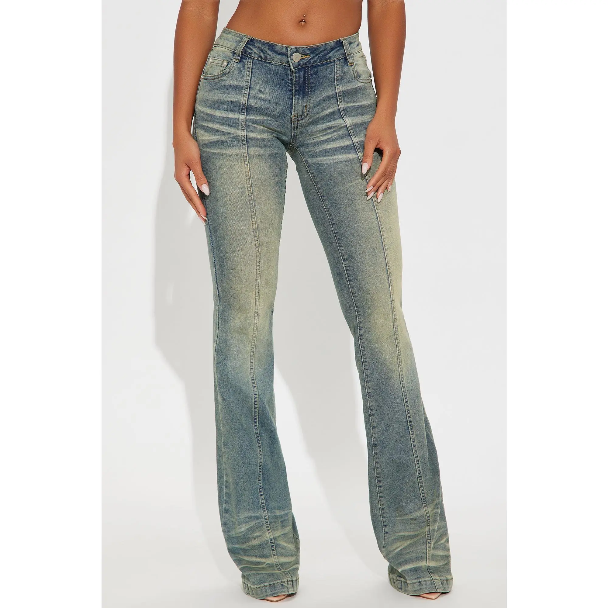 Tall Paris Low Rise Stretch Flare Jeans - Vintage Wash