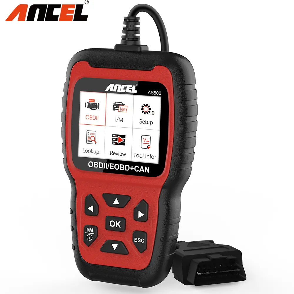 ANCEL AS500 OBD2 Automotive Diagnosis Scanner - US Version Car Code Reader for 1996 and Newer Vehicles, Car Diagnostic Tool with Code Reading, Check Engine Alert, Battery Voltage Monitoring, Live Sensor Data Display, Built-in DTC Look-up Library