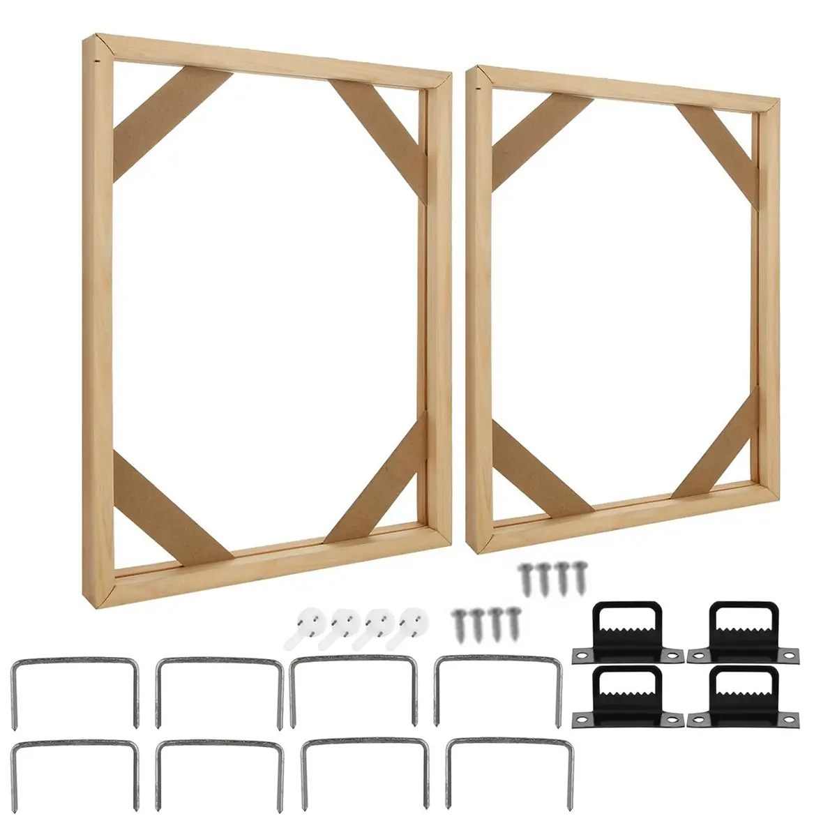 2-Set Sturdy Rectangle Household Art Accessory DIY Solid Wooden Canvas Frame Kit, 16x20 in (40x50cm) Stretch Canvas Stretcher Bars with Adhesive Bond, for Oil Paintings, Photo Displays