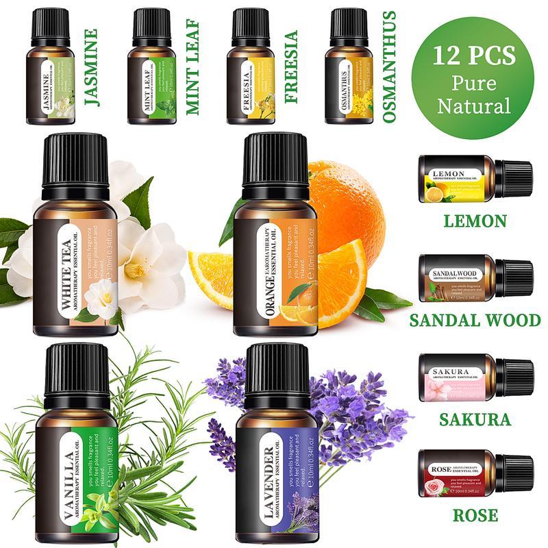 Essential Oils Set - 10ML Aromatherapy Kit for Diffuser Humidifier Massage Soap Candle Making 5mL Healthcare Wellness Gifts for Birthday Thanksgiving Christmas