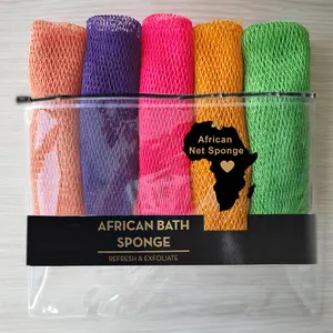 African Exfoliating Net Sponge Bundle, for SENSITIVE SKIN, Bath sponge