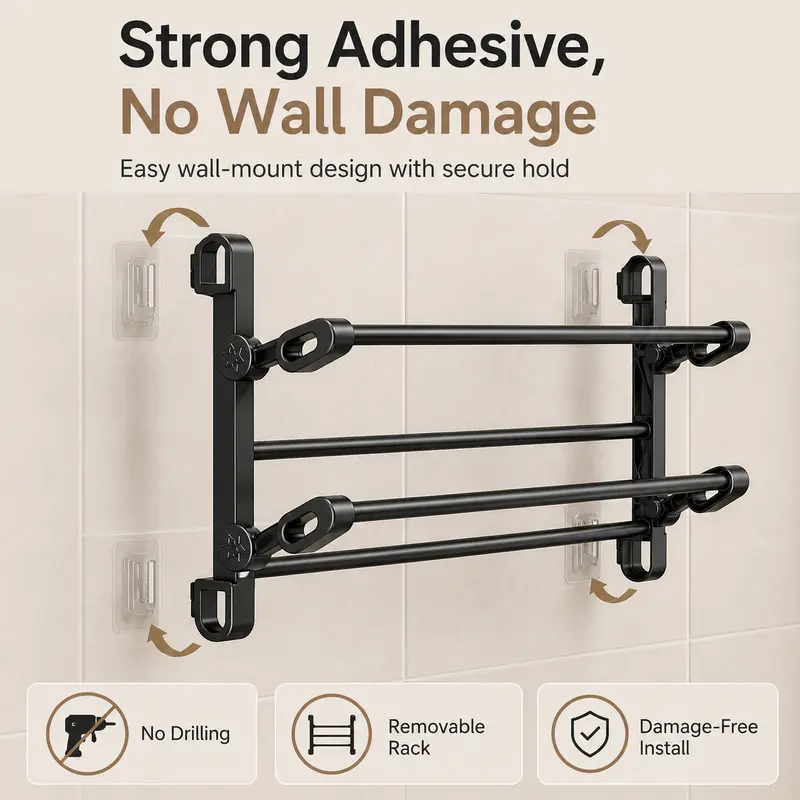 Foldable Wall-Mounted Shoe Rack, Space-Saving Plastic & Steel Hanging Slipper Holder, Compact Shoe Storage Organizer for Bathroom, Entryway, Closet, Bedroom, Door & RV