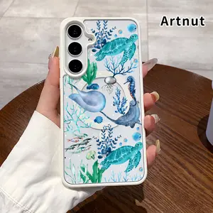Oceanic Fantasy Canvas Pattern Magnetic Phone Case Compatible with Samsung Galaxy S23 Ultra S24 Plus S25 S22+ FE Non-Yellowing Clear Crystal Drop-Proof Slim Silicone Shockproof Transparent Acrylic Cover Supports Wireless Charging.