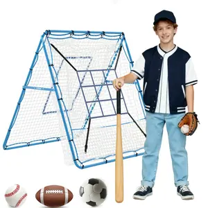Gaomon-2-in-1 Baseball Pitching Rebounder Net, 5x4Ft with 9-Hole Design and Adjustable Angles, Zone Practice Trainer for Baseball Softball Backyard Training