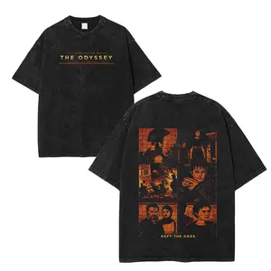Men's Oversized Round Neck Tshirt - The Odyssey Movie-Inspired Odysseus Greek Epic Hero Vintage Washed Cotton Basic Fabric Menswear, Ancient Greece Warrior Style Unisex Retro Casual Streetwear Top S-5XL