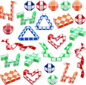 24 Pack 24 Blocks Magic Snake Cube, Mini Snake Speed Cubes, Twist Puzzle Toys for Kids Party Bag Fillers, Party Favours, Random Color