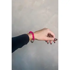 Sophia Pink Beads & Gold Chain Bracelet