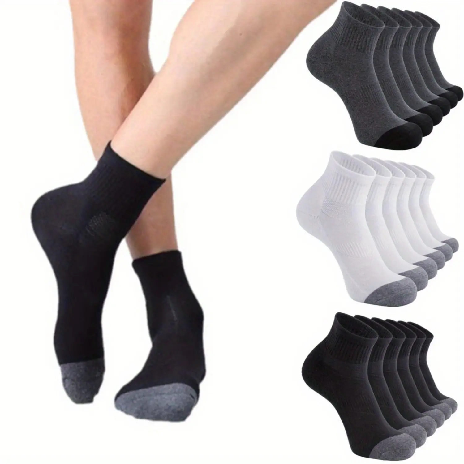 6 Pack Men's Ankle Socks with Cushion Athletic Running Socks, Low Cut Thick Mens Sock for Hiking Running Sport Work Breathable Cushioned Soccer Compression  socks women