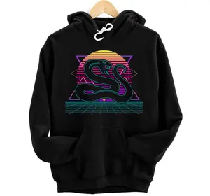 Snake Retro Vintage 80s Style Sunset Snake Lover Art Graphic Hoodie, Sweatshirt, T-Shirt
