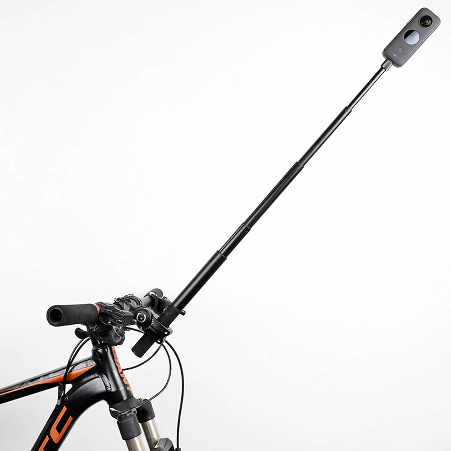 Third Person Perspective Handlebar Mount +114CM Invisible Selfie Stick for Bike Motorcycle Ride Tracking Shooting for Insta360 ONE X5,X4,X3,X2,X,RS,R DJI OSMO 360 Camera vlogging camera Aluminium, Biker