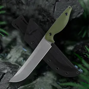 Camping/Hiking Knife,Durable Outdoor Gear,G10 Handle,CNC Numerical Control Fine Grinding Process,Knife with K Sheath,Great for Camping, BBQ, Hiking, Christmas Gift Idea