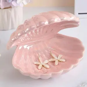 Ceramic shell jewelry dish jewelry plate Ceramic serving tray seashell for beachy home decor