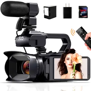 Compact Rechargeable Vlogging Camcorder - 4" Touch Screen, 64GB Memory Card, Wireless Remote Control, Accessories Included - Easy-to-Use Video Recording Camera for Daily Vlogs, Travel Memories