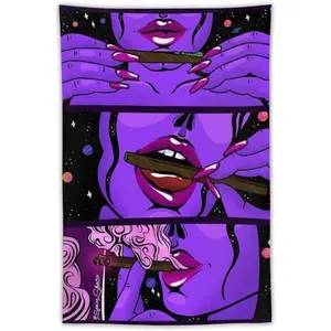 Tapestry  Hippie Hippy Wall Tapestry Trippy Smoke Cool Girl Art Large Mysterious Tapestry Wall Hanging Tapestry for Bedroom Dorm Accessories Mandala Yoga Picnic Mat Ethnic Tapestry Decor Decoration tapestry Pink Print