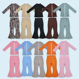 Athletic active wear girls set solid color