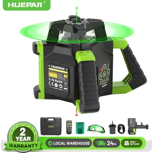 Huepar Electronic Green Rotary Laser Level + Plumb Points Self-Leveling Rotary Laser Set With Receiver & Remote Control RL300HVG