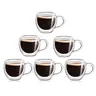 WELLS 6-Pack 2.5oz (80ml) Double Walled Glass Coffee Mugs - Insulated, Lead-Free Borosilicate Glass Espresso Cups with Handle, Double Wall Keeps Heat Longer for Daily Use Latte, Cappuccino & Tea,familyfun