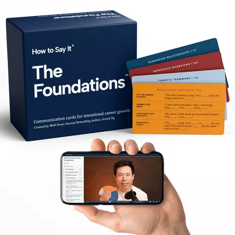 HOW TO SAY IT Confidence Leadership Workplace Cards - Harvard Career Advisor Gorick Ng’s Tool for Entrepreneurs & Business Owners, Career Growth & Personal Development, Difficult Conversations Support, 260 Walkthrough Videos for Authoritative Speaking