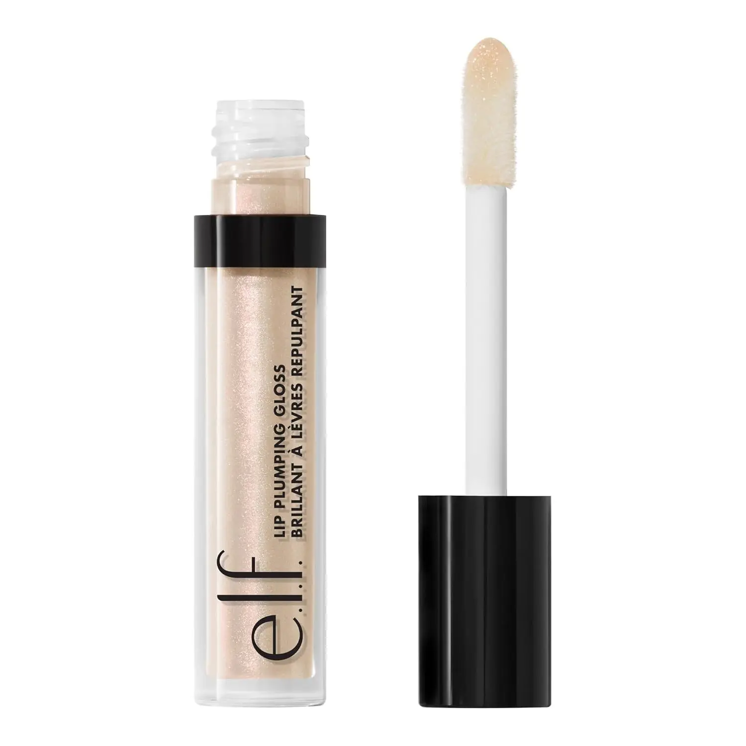 e.l.f. Lip Plumping Gloss, Moisturizing High-Shine Lip Plumper with Vitamin E, Vegan and Cruelty-Free Makeup, Pink Sugar, 0.1 Fl Oz, Glowing Makeup, Sheer Wash, Vegan Safe