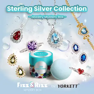[D]Fizz and Rizz 925 Sterling Silver Jewelry Mystery Box with Random Necklace Earrings Bracelet Adjustable Ring Cute Surprise Fun Gift for Graduation, Birthday, Anniversary with Fizz Bomb Reveal