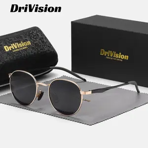 Drivision unisex Superior Craftsmanship retro full-frame polarized sunglasses outdoor activities square frame Literary sunglasses UV400