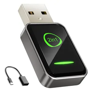 Mini wireless CarPlay adapter compatible with Apple iPhone iOS 10+, no latency and fast, plug-and-play, supports seamless multi-user connection, converts wired CarPlay to a wireless receiver for 2018+ models, USB-A/Type-C
