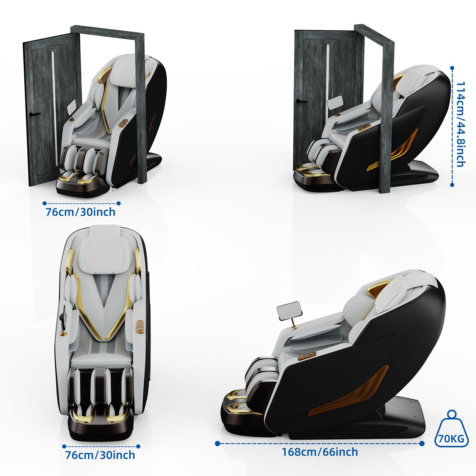 4D Full Body Massage Chair, Zero Gravity SL-Type Rail Shiatsu Massage Chair, with core heating function, body scanning function, deep yoga stretching, airbags, heating function, foot rollers, and high-end touchscreen. Bluetooth Gift