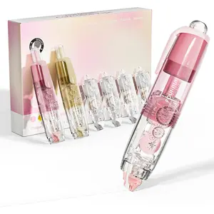 Refillable Retractable White Correction Tape, 2 count White Cute Smooth Push Pull Out Tape with 4 Extra Refills, Aesthetic Pen Shaped Applicator for School Office Supplies (Pink Apricot), Retractable Pens, Photo Paper