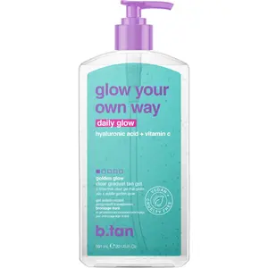 b.tan Clear Gradual Self Tanner Gel | Glow Your Own Way Daily Glow- Best Everyday Dark Sunless Tanning Moisturizer, Transfer Free, Rinse Free, Sunkissed Bronze, No Fake Tan Smell, Tan Extender, Hyaluronic Acid, Vitamin B5, Hydrating Gel, Lightweight