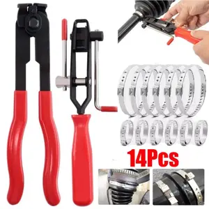 SJPACK 14Pcs CV Joint Boot Clamp Pliers with CV Boot Clamps Kit Ear Type Banding Tool