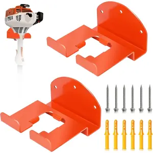 2 Pack Garage Storage Organizer Trimmer Rack - Heavy Duty Power Tool Hanger for Grass Trimmer, Hedge Trimmer; Fits Various Tools - Suitable for Wall Mounting in Garage, Shed, or Garden