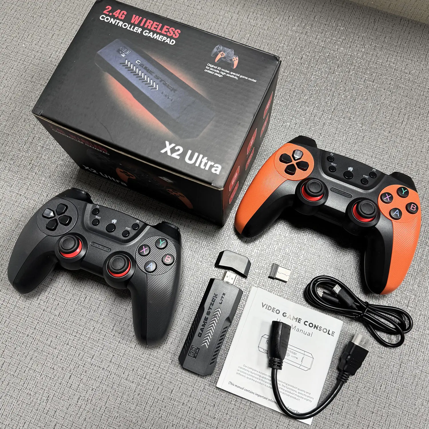X2 Ultra Retro Game Stick，4K HDMI Plug and Play Video Game Toy with 40000+ Games(128G), with 2.4G Wireless Controllers,Nostalgia Arcade Handheld Emulators for TV Game Lovers new upgraded retro game console Men's Quick-Dry UPF Rashguard stick classic