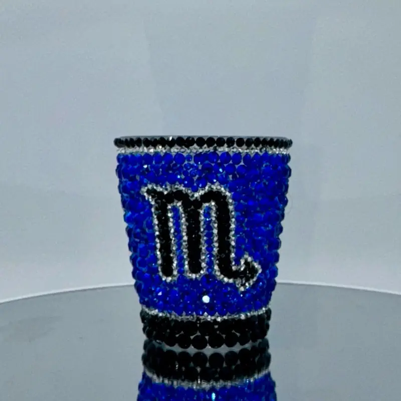 Hand Rhinestoned Zodiac Shot Glass 1.5 Ounce Rhinestone Drinkware for Party and Home Use