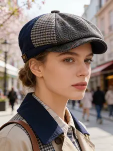 Classic British Vintage Beret Hat, Wool Felt Octagonal Painter Cap, Men's & Women's Fashion Elegant Casual Snapback, All Seasons