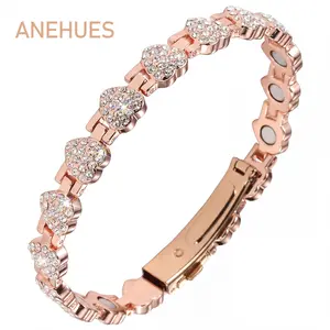 Anehues Copper Bracelets for Women, Ultra Strength Magnetic Bracelet with 3800 Gauss Neodymium Magnets & Dazzling Cubic Zirconia, 99.99% Pure Copper Jewelry Gift, Heart Shape Stylish Adjustable